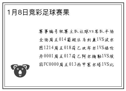 1月8日竞彩足球赛果